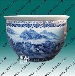 青花缸 訂制,青花山水大缸 景德鎮高新區鑫騰陶瓷經營部 陶瓷大花瓶 陶瓷工藝品 陶瓷日用品